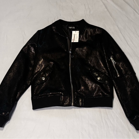 fab'rik Jackets & Blazers - fab'rik Shimmering Black Bomber Jacket